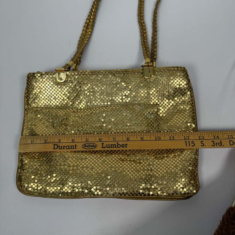 Whiting & Davis Vintage Gold Mesh Braided Strap Shoulder Bag - Picture 12 of 14